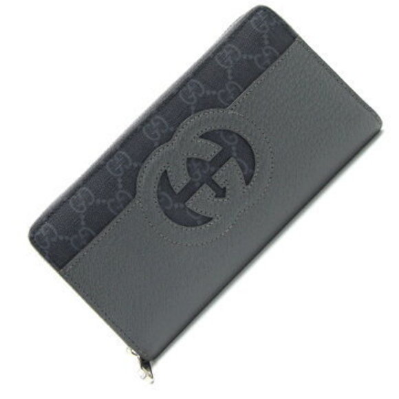 Gucci Zip Long Wallet Interlocking GG Black Leather - Picture 1 of 8